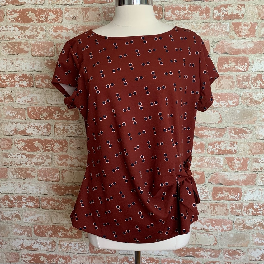 Ann Taylor Tie Waist Blouse NWOT Brown Size XL